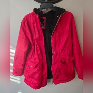 BIG CHILL Women's Hooded Anorak Coat with Sheared Pile Lining - RED - Medium